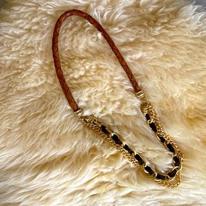 Leather and chain necklace